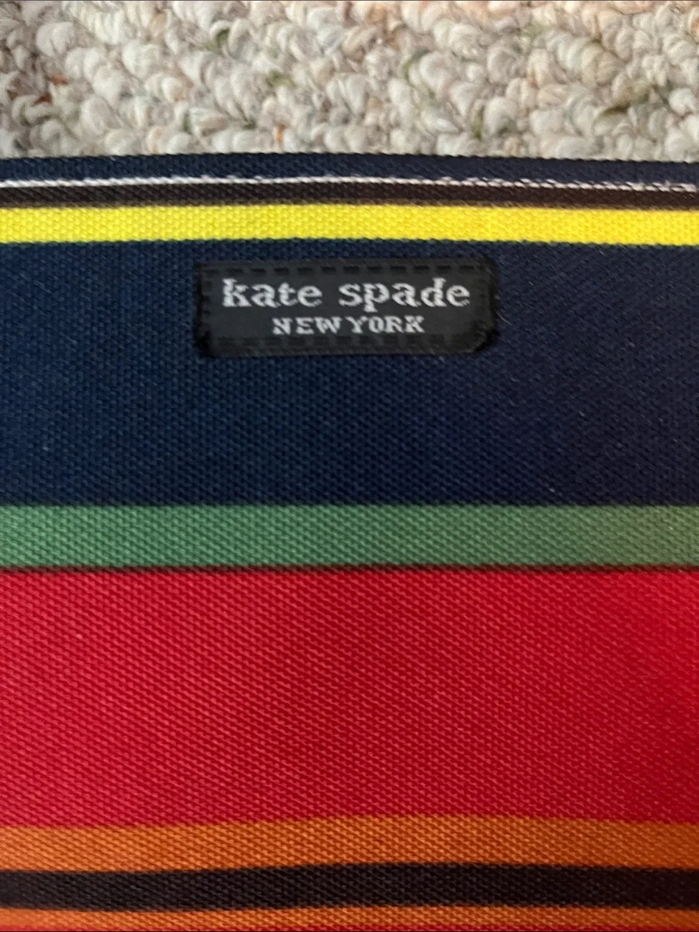 kate spade Striped Canvas Shoulder Bag in Red, Navy, Green, Yellow, Brown, Black
